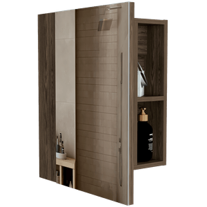 Gabinete de Baño Labell, Chocolate, con puerta espejo y entrepaños