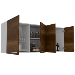 Gabinete Superior Ursa, Blanco y Cobre, con múltiples entrepaños para almacenamiento