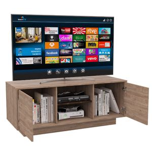 Mesa TV Marfil, Miel y Caoba, con dos puertas y entrepaño interior 55
