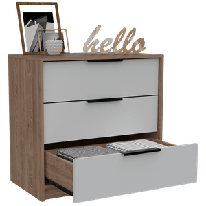 Organizador Wesley, Miel y Blanco, con tres cajones