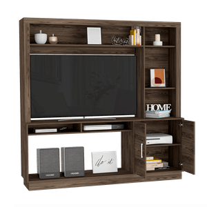 Mesa de TV Romeo, Castaño, con espacio para televisor de 55 pulgadas