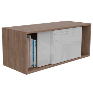 Gabinete Auxiliar Tanix, Miel y Blanco Vainilla, con dos puertas corredizas