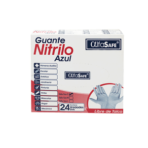 Guante Nitrilo Alfasafe Azul Talla S X 24Und
