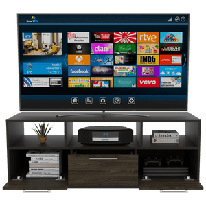 Mesa de Tv Wema, Wengue y Chocolate, con Espacio Para Televisor y varios entrepaños