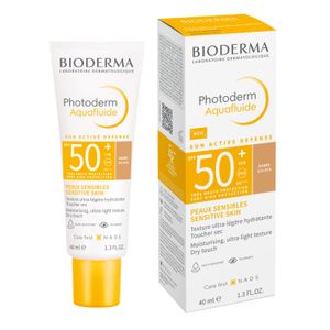 Protector Solar Toque Seco Para Piel Normal A Mixta Bioderma Photoderm Aquafluide Dorado Spf 50+ X 40ml