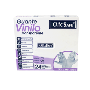 Guante Vinilo Alfasafe Transparente Talla M X 24Und