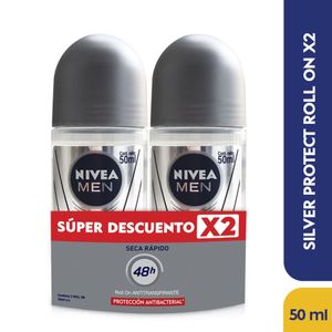 Oferta Desodorante Nivea Men Silver Protect Rollon X 50G X 2Und