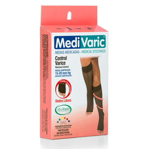 Media Dama Rodilla 15-20 Medivaric Transparente Dedos Libres