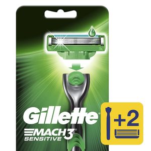 Maquina De Afeitar Gillette Mach3 Sensitive 1Und + 2 Repuestos